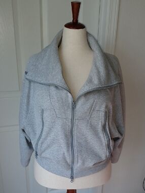 Stella McCartney Light Gray Zip-Up Women's Bomber Jacket Large